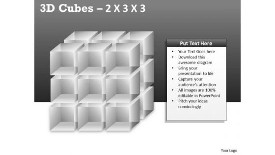 Business Framework Model 3d Cubes 2x3x3 Marketing Diagram