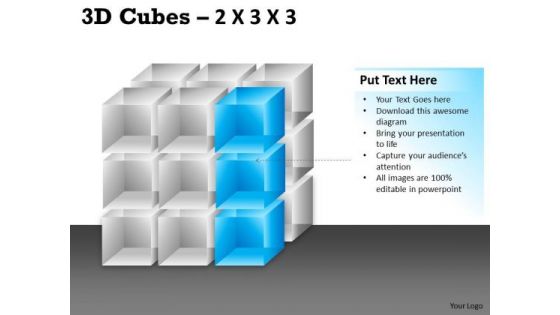 Business Framework Model 3d Cubes 2x3x3 Sales Diagram