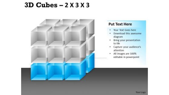 Business Framework Model 3d Cubes 2x3x3 Strategy Diagram