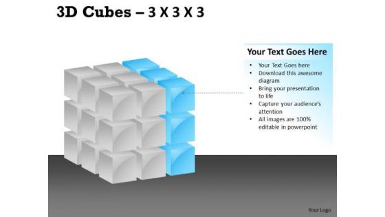 Business Framework Model 3d Cubes 3x3x3 Business Diagram