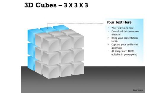 Business Framework Model 3d Cubes 3x3x3 Consulting Diagram