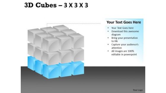 Business Framework Model 3d Cubes 3x3x3 Sales Diagram