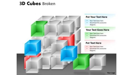 Business Framework Model 3d Cubes Broken Style Business Cycle Diagram