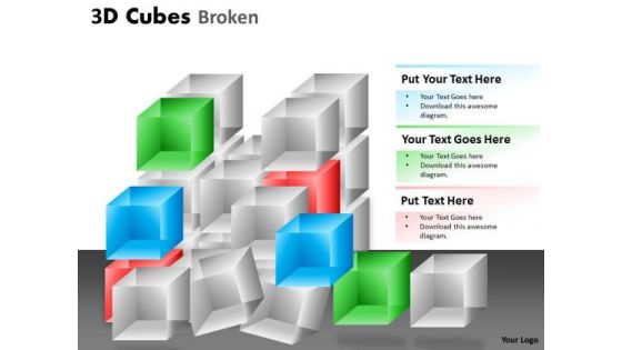Business Framework Model 3d Cubes Broken Style Mba Models And Frameworks