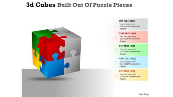 Business Framework Model 3d Cubes Built Out Of Puzzle Pieces Business Diagram