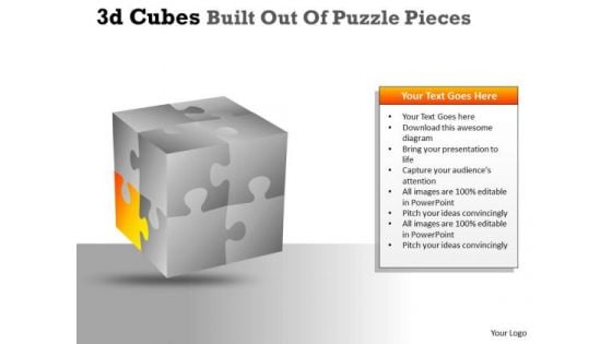 Business Framework Model 3d Cubes Built Out Of Puzzle Pieces Marketing Diagram