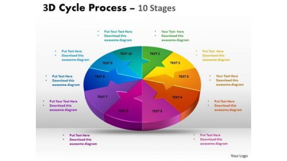 Business Framework Model 3d Cycle Process Flow Chart 10 Stages Style Marketing Diagram