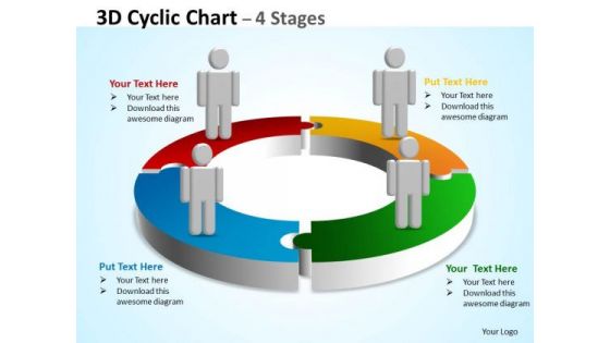 Business Framework Model 3d Cyclic Diagram Chart 4 Stages Business Diagram