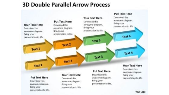 Business Framework Model 3d Double Parallel Arrow Process Business Diagram