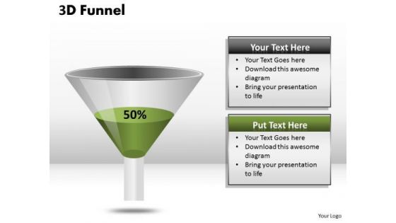 Business Framework Model 3d Funnel Diagram Representing Percentage Strategy Diagram