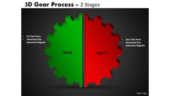 Business Framework Model 3d Gear Process 2 Stages Marketing Diagram