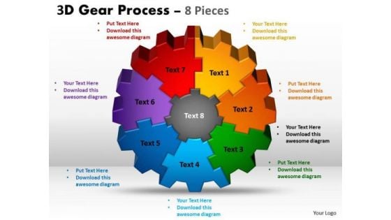 Business Framework Model 3d Gear Process 8 Pieces Consulting Diagram