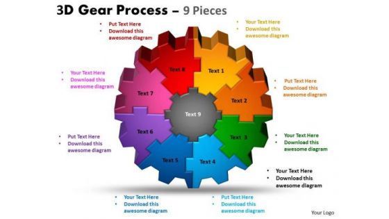 Business Framework Model 3d Gear Process 9 Diagram Marketing Diagram