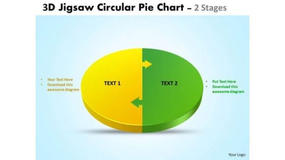 Business Framework Model 3d Jigsaw Circular Pie Chart 2 Stages Style 4 PowerPoint Marketing Diagram