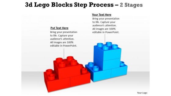 Business Framework Model 3d Lego Blocks Step Process 2 Stages Marketing Diagram