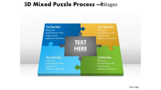 Business Framework Model 3d Mixed Puzzle Process 4 Consulting Diagram