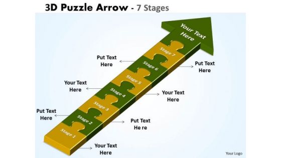 Business Framework Model 3d Puzzle Arrow 7 Stages Sales Diagram