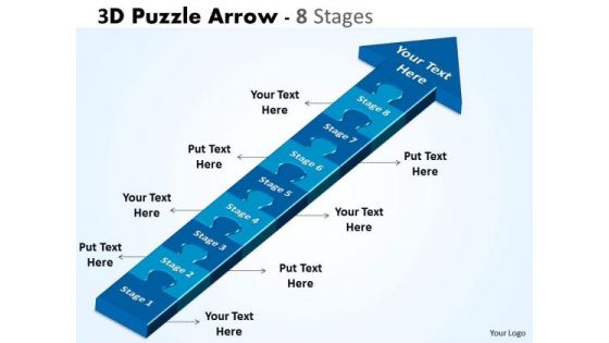 Business Framework Model 3d Puzzle Arrow 8 Stages Business Diagram