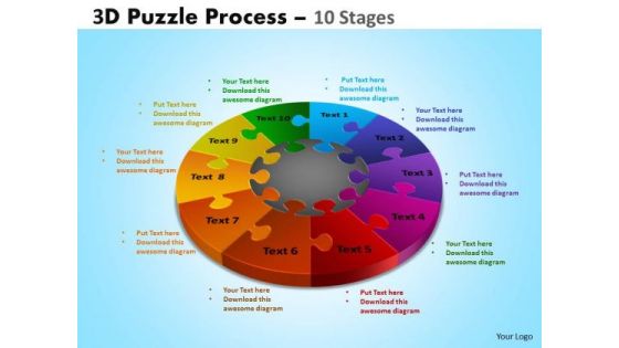 Business Framework Model 3d Puzzle Process Diagram 10 Stages Consulting Diagram