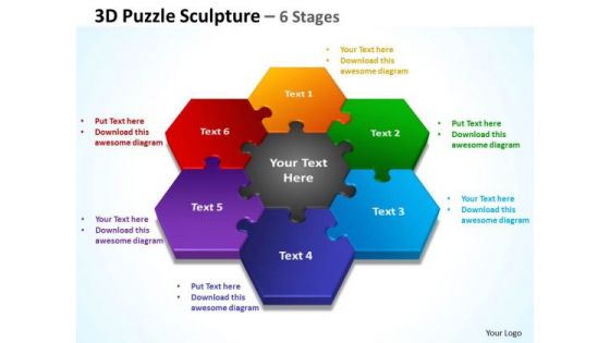Business Framework Model 3d Puzzle Sculpture 6 Stages Consulting Diagram