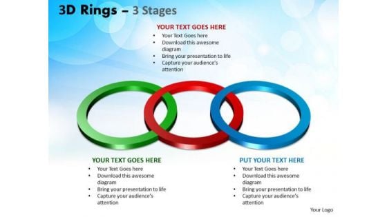 Business Framework Model 3d Rings 3 Stages Business Diagram