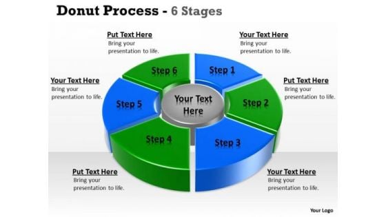 Business Framework Model 6 Stages Pie Donut Chart Business Statistics Sales Diagram