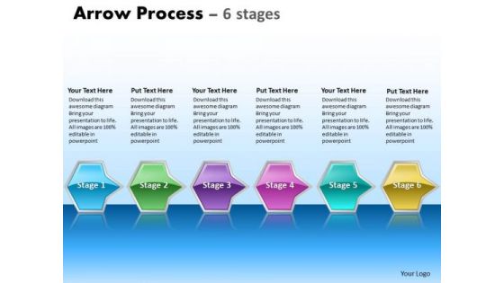 Business Framework Model Arrow Process 6 Stages Business Diagram