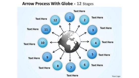 Business Framework Model Arrow Process With Globe 12 Stages Business Diagram