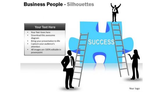 Business Framework Model Business People Silhouettes Marketing Diagram