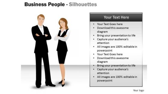 Business Framework Model Business People Silhouettes Sales Diagram