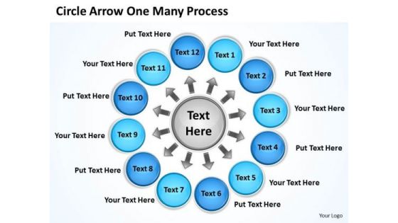 Business Framework Model Circle Arrow One Many Process Marketing Diagram
