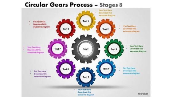 Business Framework Model Circular Gears Flowchart Process Diagram Stages 8 Strategy Diagram