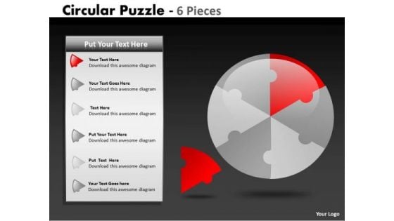 Business Framework Model Circular Puzzle 6 Pieces Strategic Management