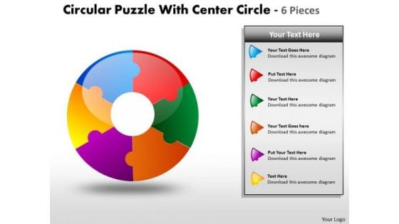 Business Framework Model Circular Puzzle Diagram 6 Pieces Ppt Sales Diagram