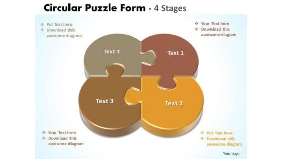 Business Framework Model Circular Puzzle Form 4 Stages Sales Diagram