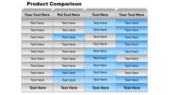 Business Framework Model Comparison Chart Of Business Product Business Diagram