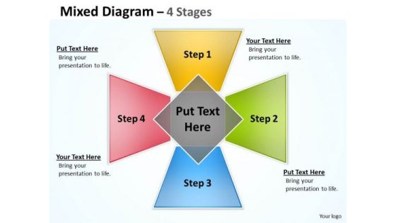 Business Framework Model Designer Mixed Diagram With 4 Stages Consulting Diagram