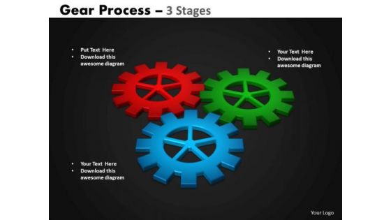 Business Framework Model Gears Process 3 Stages Consulting Diagram