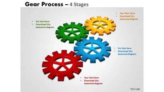 Business Framework Model Gears Process 4 Stages Style Business Diagram