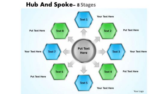 Business Framework Model Hub And Spoke 8 Stages Sales Diagram