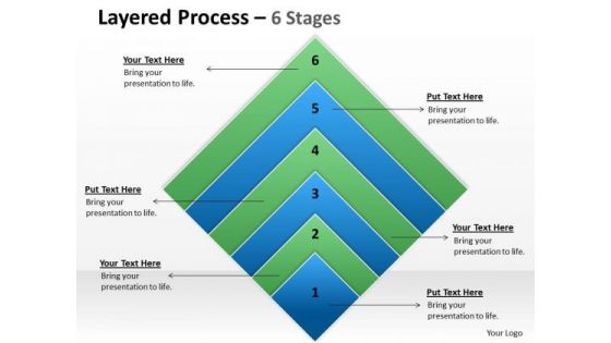 Business Framework Model Layered Process 6 Stages Square Shape Marketing Diagram