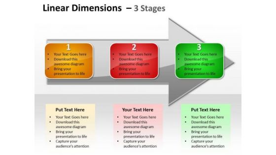 Business Framework Model Linear Dimensions 3 Stages Consulting Diagram