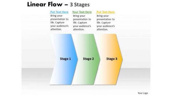 Business Framework Model Linear Flow 3 Stages Business Diagram