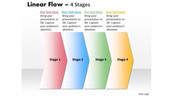 Business Framework Model Linear Flow 4 Stages Sales Diagram
