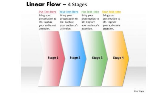 Business Framework Model Linear Flow 4 Stages Sales Diagram