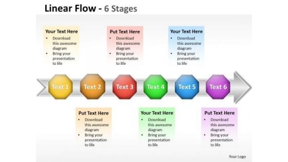 Business Framework Model Linear Flow 6 Stages Business Diagram