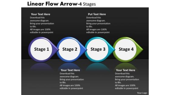 Business Framework Model Linear Flow Arrow 4 Stages Business Diagram