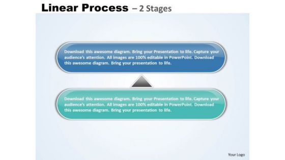 Business Framework Model Linear Process Colorful 2 Stages Marketing Diagram