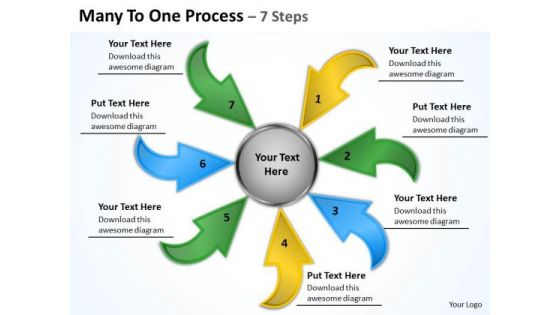 Business Framework Model Many To One 7 Steps Sales Diagram