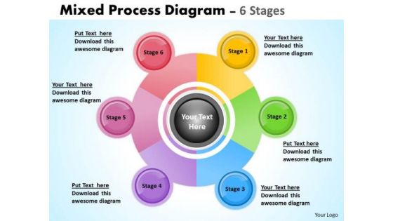 Business Framework Model Mixed Business Process Diagram 6 Stages Marketing Diagram